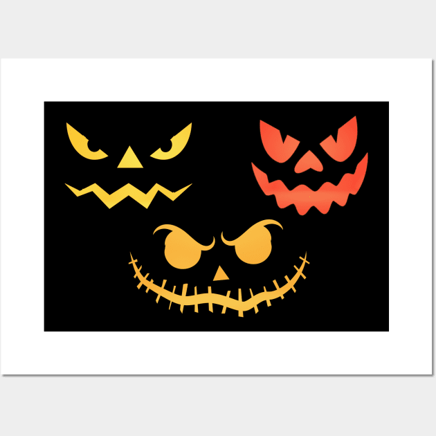 Scary Halloween Carved Pumpkins Face For Women, Men & Kids Wall Art by AorryPixThings